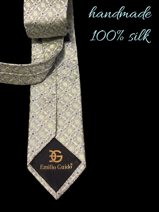 Retro Emilio Guido Handmade Patterned Silk Tie - Picture 10 of 12